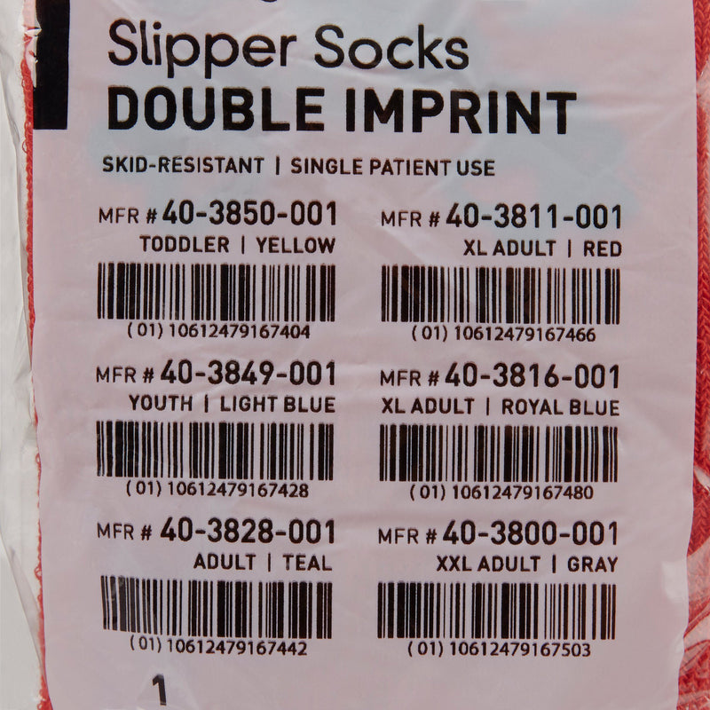 McKesson Terries™ Slipper Socks Unisex Adult X-Large Double Tread Single Patient Use Red (553042_PR) 1/PR