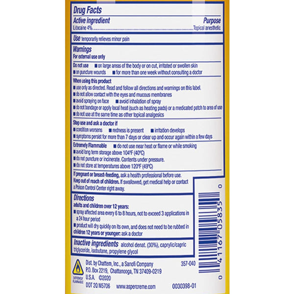 Aspercreme® Max Topical Pain Relief 4% Strength Lidocaine Spray 4 oz. (1152852_EA) 1/EA