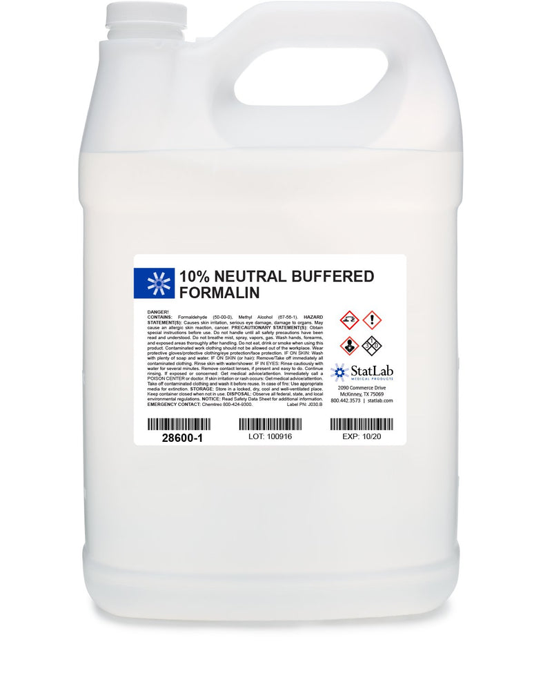 StatLab Medical Products Histology Reagent Neutral Buffered Formalin Fixative 10% 1 gal. (1001789_CS) 4/CS