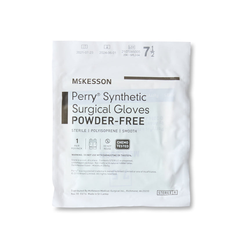 McKesson Perry® Performance Plus Surgical Glove Size 7.5 Sterile Polyisoprene Standard Cuff Length Smooth Green Chemo Tested (1044723_PR) 1/PR