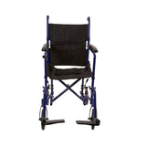McKesson Transport Chair 19 Inch Seat Width Full Length Arm Swing-Away Footrest Aluminum Frame with Blue Finish (1065256_EA) 1/EA