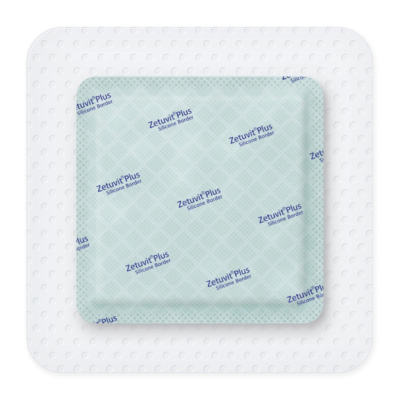 Zetuvit® Plus Silicone Border Super Absorbent Dressing Silicone Adhesive 5 X 5 Inch Square (1242907_BX) 10/BX
