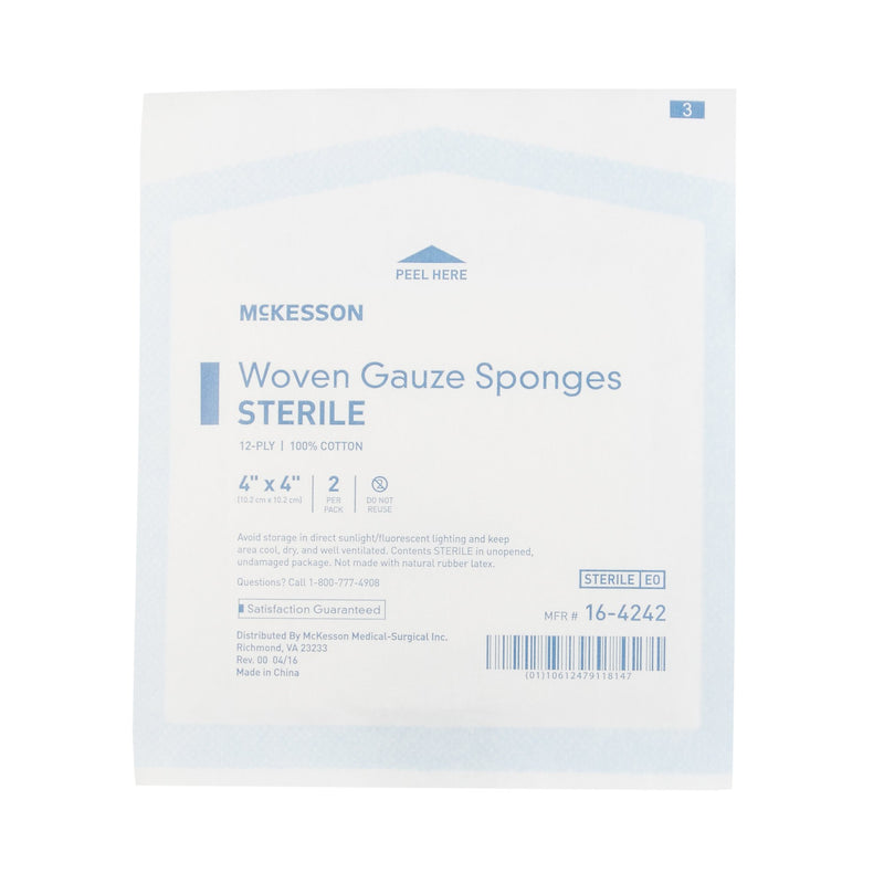McKesson Gauze Sponge 4 X 4 Inch 12-Ply Sterile 2 per Pack (762703_CS) 600/CS