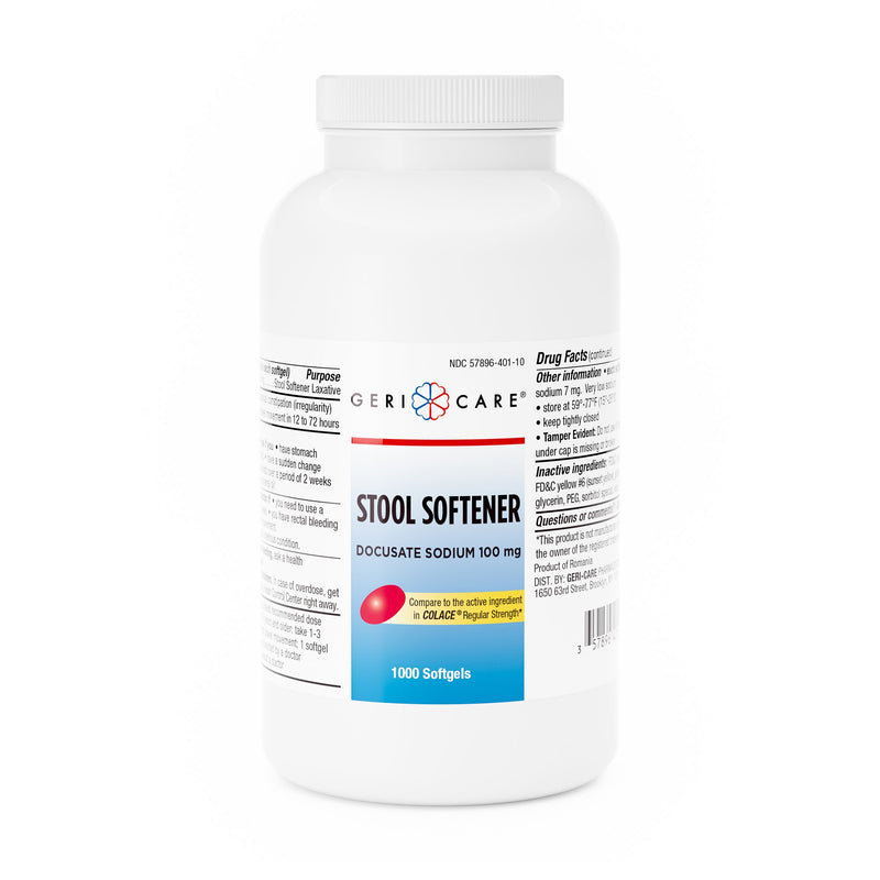 Geri-Care® Stool Softener Softgel 1,000 per Bottle 100 mg Strength Docusate Sodium (555682_CS) 12/CS