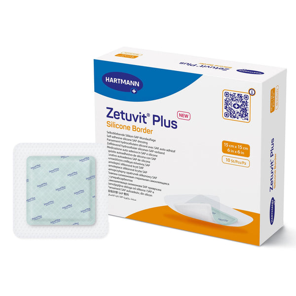 Zetuvit® Plus Silicone Border Super Absorbent Dressing Silicone Adhesive 6 X 6 Inch Square (1235831_EA) 1/EA