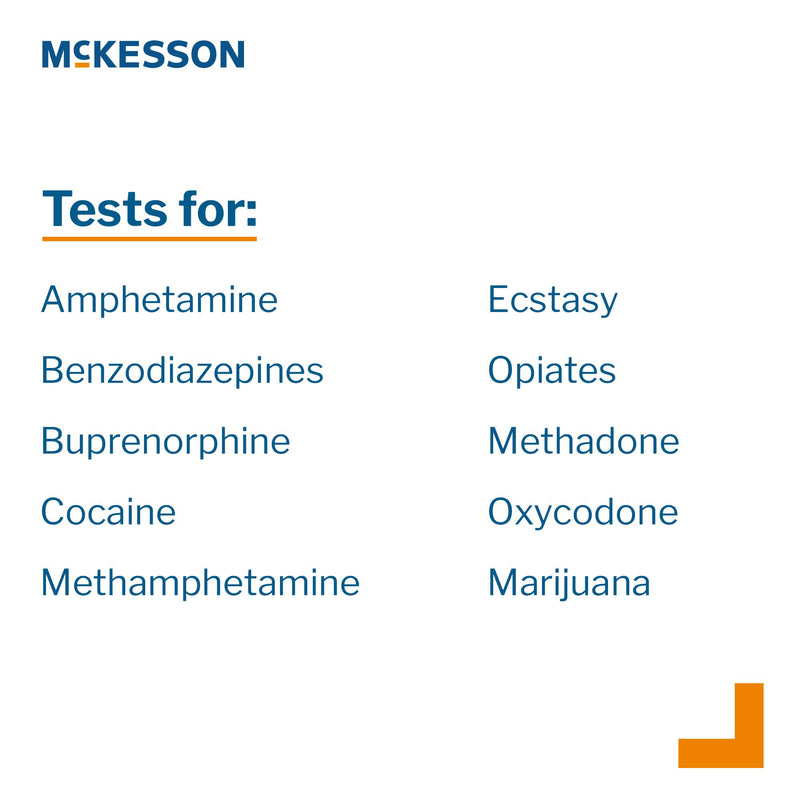 McKesson Drugs of Abuse Test Kit AMP, BUP, BZO, COC, mAMP/MET, MDMA, MTD, MOP300, OXY, THC (OX, pH, SG) 25 Tests CLIA Waived (1101531_CS) 100/CS