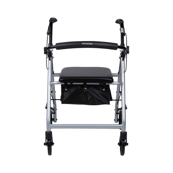 McKesson 4 Wheel Rollator Silver Adjustable Height / Folding Aluminum Frame (1065267_EA) 1/EA