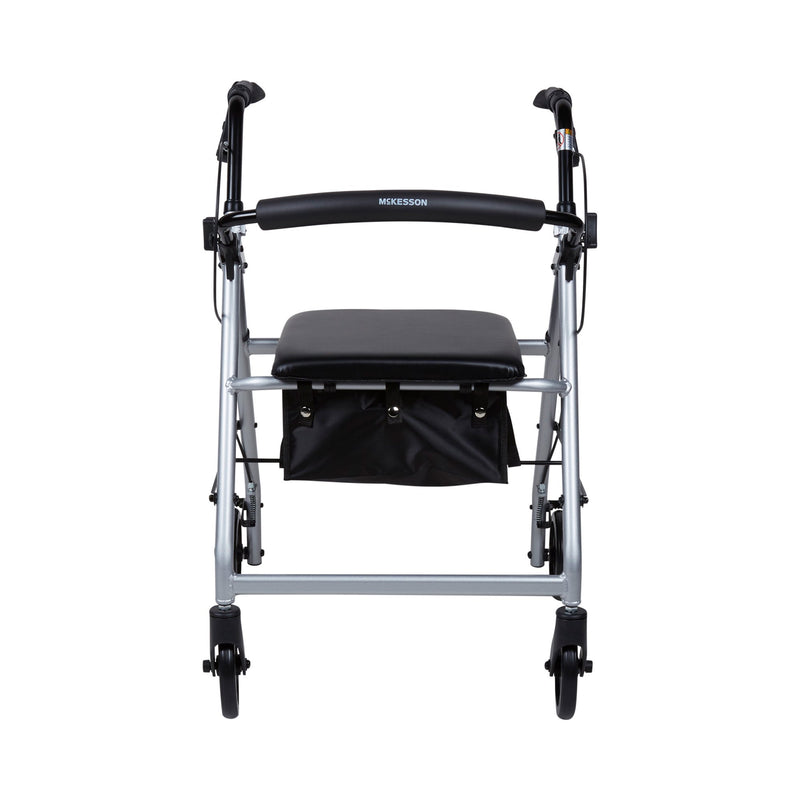 McKesson 4 Wheel Rollator Silver Adjustable Height / Folding Aluminum Frame (1065267_EA) 1/EA