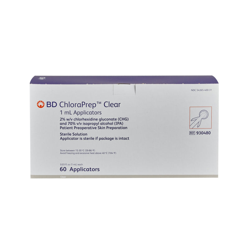 ChloraPrep™ Clear Skin Prep Solution 1 mL Foam Applicator 2% / 70% Strength CHG (Chlorhexidine Gluconate) / Isopropyl Alcohol Sterile (1151673_CS) 240/CS