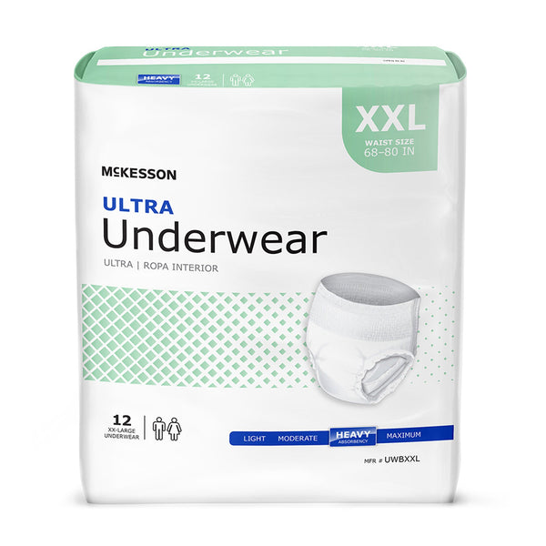 McKesson Ultra Unisex Adult Absorbent Underwear Pull On with Tear Away Seams 2X-Large Disposable Heavy Absorbency (724919_BG) 1/BG