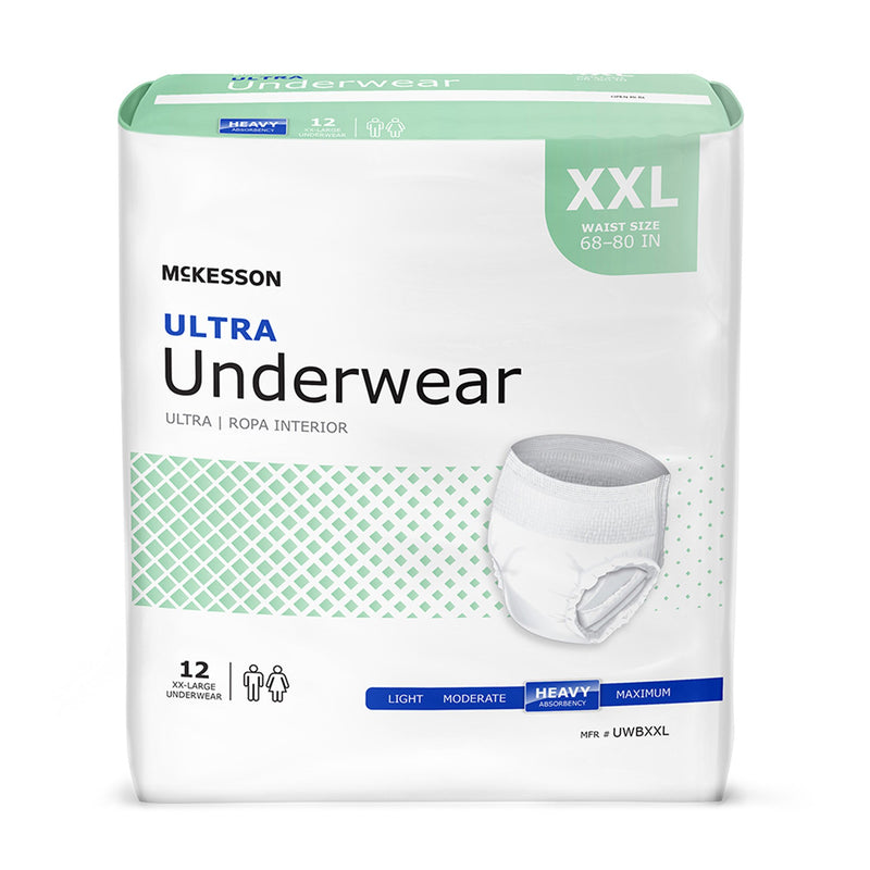 McKesson Ultra Unisex Adult Absorbent Underwear Pull On with Tear Away Seams 2X-Large Disposable Heavy Absorbency (724919_BG) 1/BG