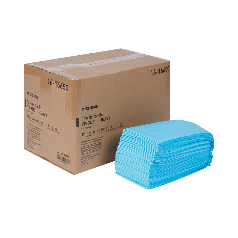 McKesson Procedure Underpad 17 W X 24 L Inch Blue NonSterile (477563_CS) 6/CS