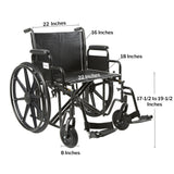 McKesson Bariatric Wheelchair Dual Axle Desk Length Arm Swing-Away Footrest Black Upholstery 22 Inch Seat Width Adult 450 lbs. Weight Capacity (1065280_EA) 1/EA