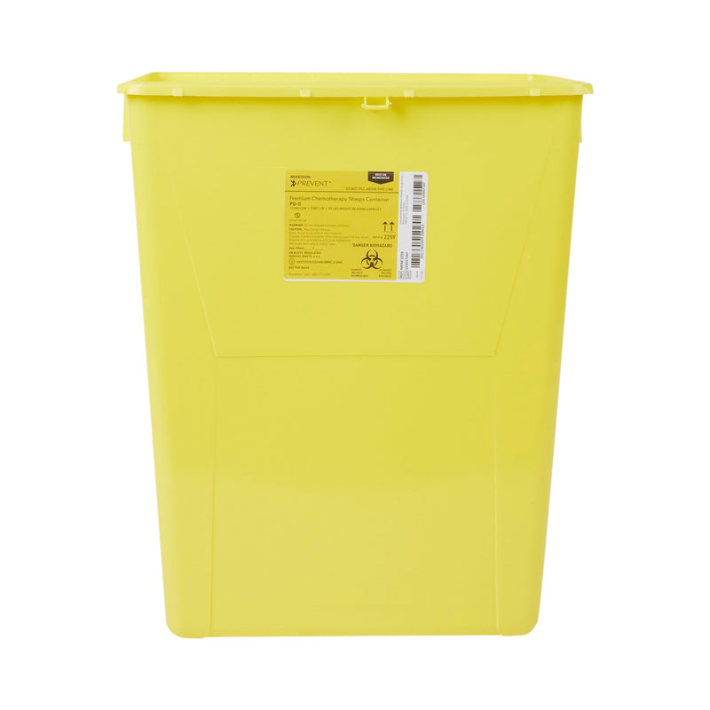 McKesson Prevent® Chemotherapy Waste Container Yellow Base 20-4/5 H X 17-3/10 W X 13 L Inch Vertical Entry 12 Gallon (869602_EA) 1/EA