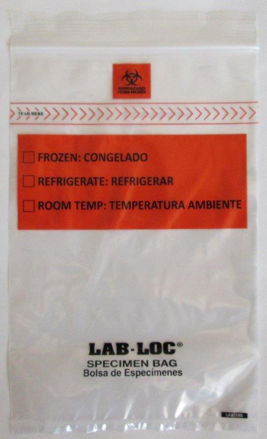 Lab Proof Folder Lab-Loc® Specimen Transport Bag with Document Pouch 6 X 9 Inch Zip Clo ...