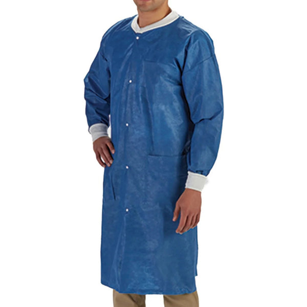 LabMates® Lab Coat Blue Small Knee Length SMS Disposable (1149936_BG) 10/BG