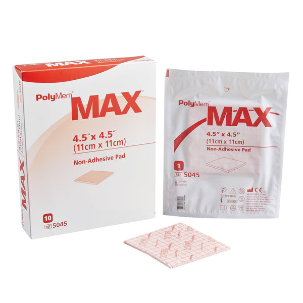 PolyMem® Max® Foam Dressing 4-1/2 X 4-1/2 Inch Without Border Film Backing Nonadhesive Square Sterile (481320_EA) 1/EA
