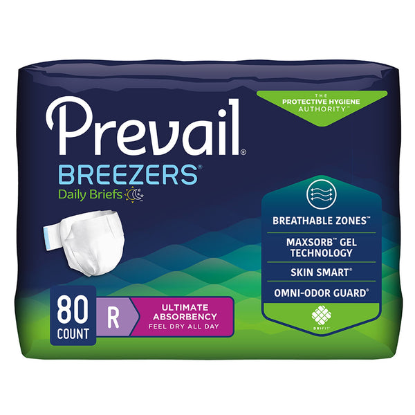 Prevail® Breezers® Unisex Adult Incontinence Brief Regular Disposable Heavy Absorbency (527367_BG) 20/BG