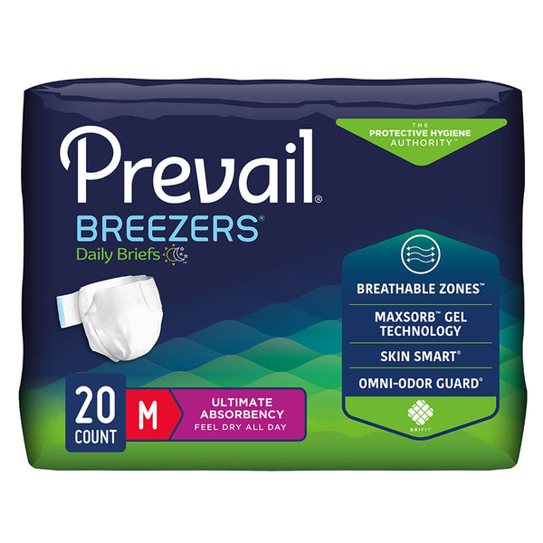 Prevail® Breezers® Unisex Adult Incontinence Brief Medium Disposable Heavy Absorbency (1234416_PK) 20/PK
