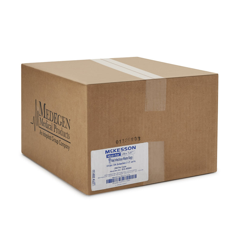 McKesson Biohazard Waste Bag Biohazard Symbol / Infectious Waste 10 to 15 gal. Red 24 X 32 Inch (233155_CS) 250/CS