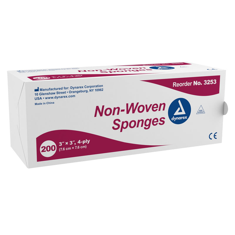 Dynarex® Nonwoven Sponge 3 X 3 Inch 4-Ply NonSterile 200 per Pack (864464_BX) 200/BX