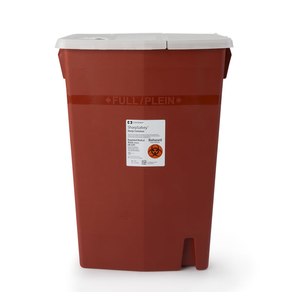 SharpSafety™ Sharps Container Red Base 26 H X 18-1/4 W X 12-3/4 D Inch Horizontal Entry 18 Gallon (187921_CS) 5/CS