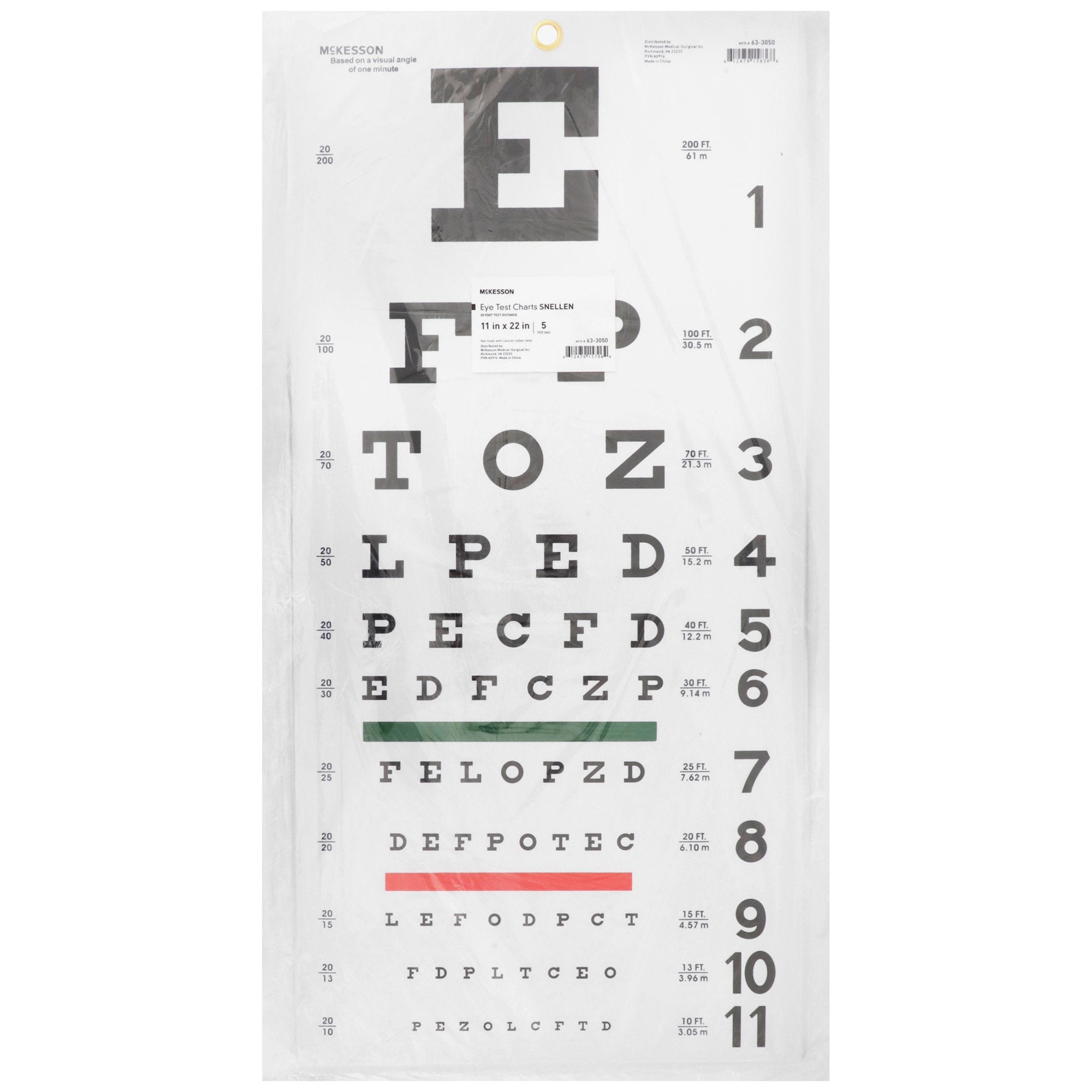 McKesson Eye Chart 20 Foot Distance Acuity Test (1038457_EA) 1/EA ...