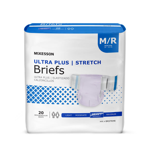 McKesson Ultra Plus Stretch Unisex Adult Incontinence Brief Medium Disposable Heavy Absorbency (884170_BG) 1/BG