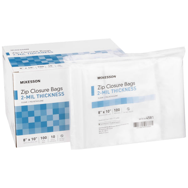 McKesson Reclosable Bag 8 X 10 Inch Polyethylene Clear Zipper Closure (854574_BX) 10/BX