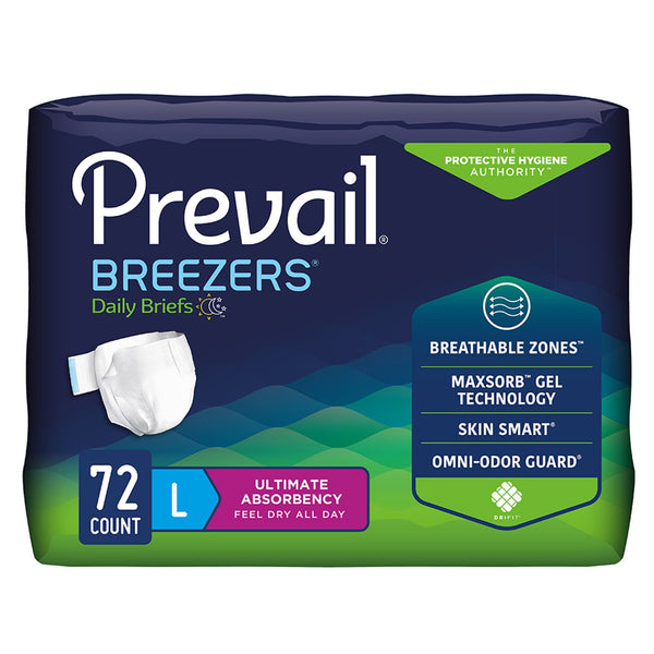 Prevail® Breezers® Unisex Adult Incontinence Brief Large Disposable Heavy Absorbency (554688_PK) 18/PK