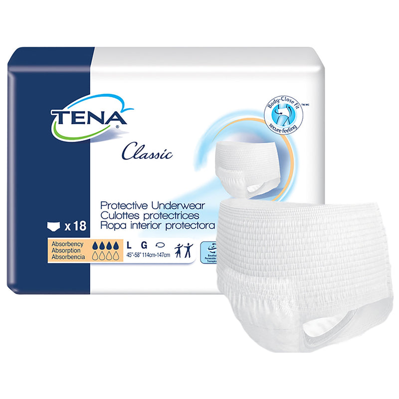 TENA® Classic Unisex Adult Absorbent Underwear Pull On with Tear Away Seams Large Disposable Moderate Absorbency (959416_PK) 18/PK