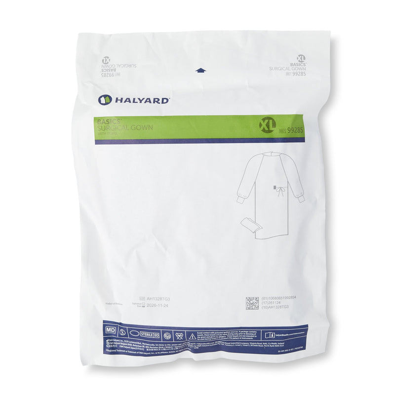 Halyard Basics Non-Reinforced Surgical Gown with Towel X-Large Blue Sterile Disposable (654135_EA) 1/EA