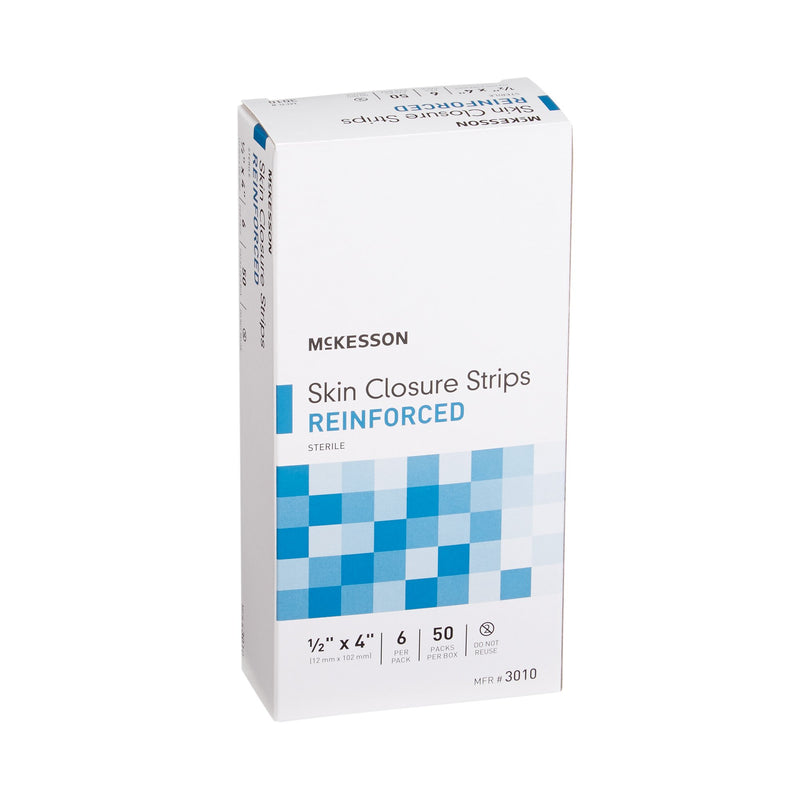 McKesson Skin Closure Strip 1/2 X 4 Inch Nonwoven Material Reinforced Strip White (876309_PK) 1/PK