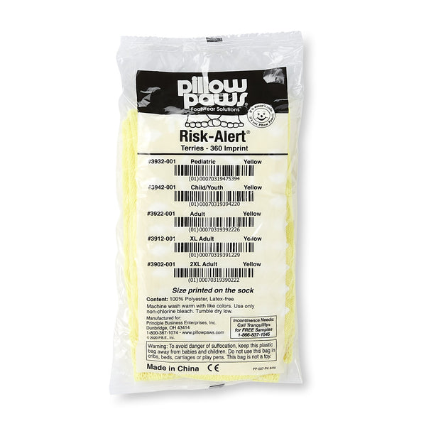 Pillow Paws® Risk Alert® Terries™ Slipper Socks Unisex Adult X-Large All Around Tread Single Patient Use Yellow (700339_CS) 48/CS