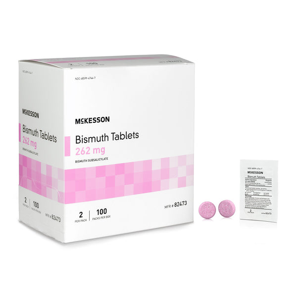 McKesson Brand Anti-Diarrheal 262 mg Strength Tablet 100 per Box (1111737_BX) 100/BX