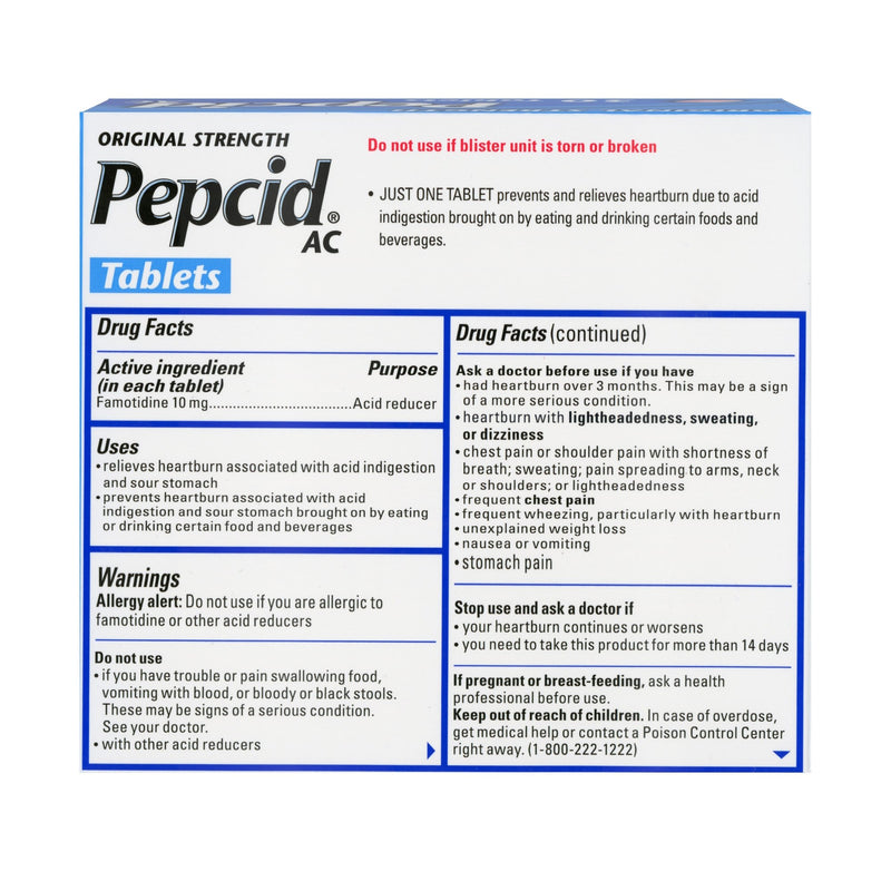 Pepcid® AC Antacid 10 mg Strength Tablet 30 per Box (677833_BT) 1/BT