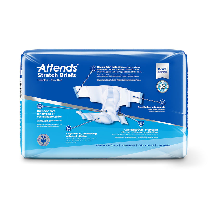 Attends® Stretch Unisex Adult Incontinence Brief Medium / Regular Disposable Heavy Absorbency (980213_BG) 24/BG