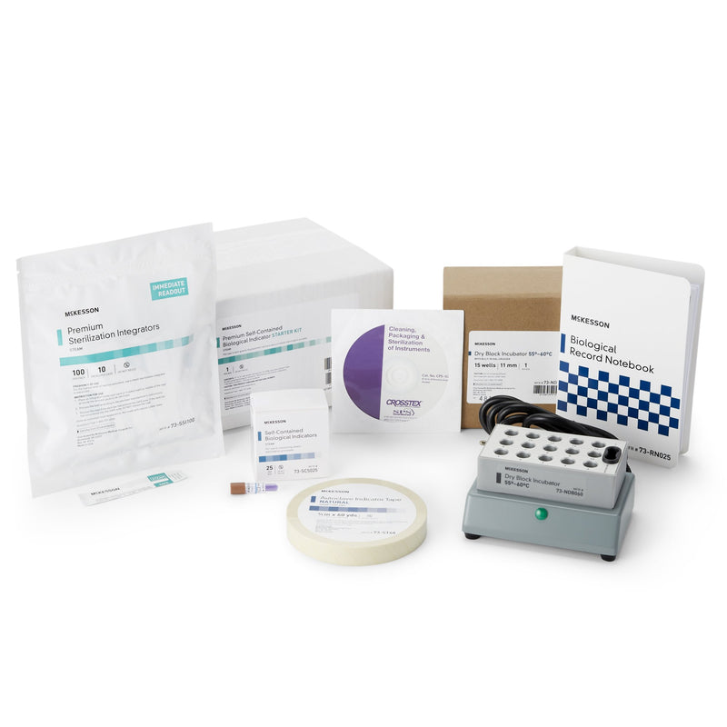 McKesson Self-Contained BI Starter Kit Dry Block Incubator with Vial Crusher, Steam Self-Contained Biological Indicators, Biological Record Notebook, Steam Tape, Steam Sterilization Indicator, Education CD-ROM (541269_EA) 1/EA