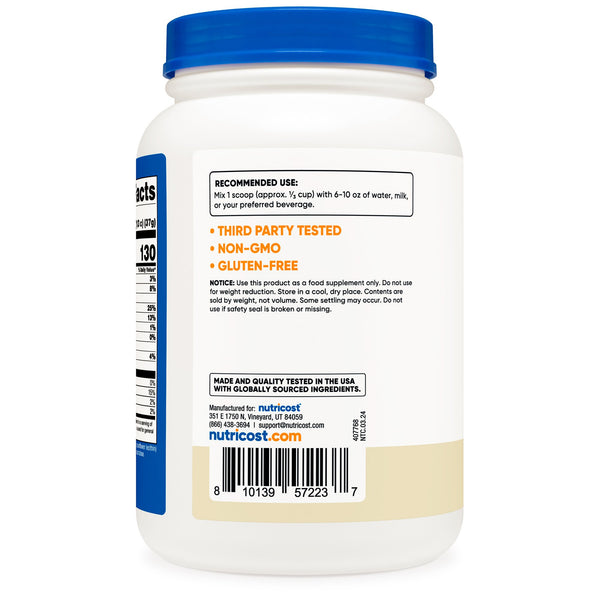 Nutricost Whey Protein Concentrate Oral Supplement Vanilla Flavor Powder 1.5 lb. Canister (1270266_CS) 6/CS
