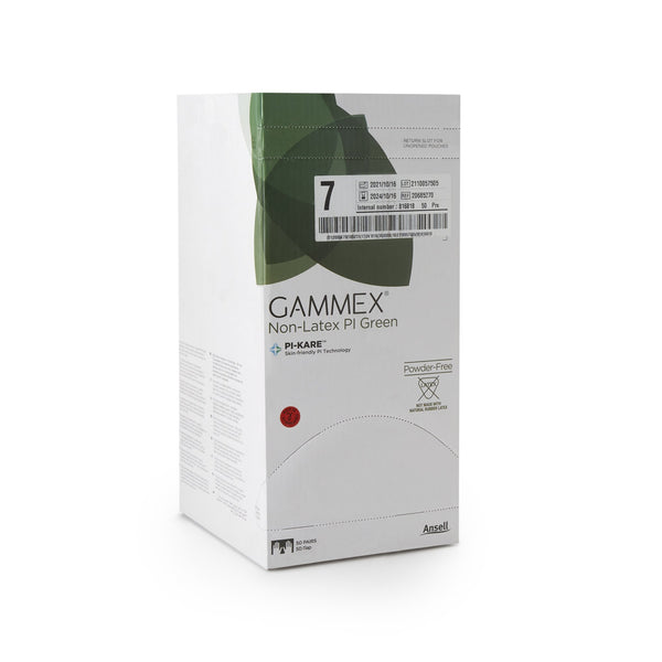GAMMEX® Non-Latex PI Green Surgical Glove Size 7 Sterile Polyisoprene Standard Cuff Length Micro-Textured Light Green Chemo Tested (648143_BX) 50/BX