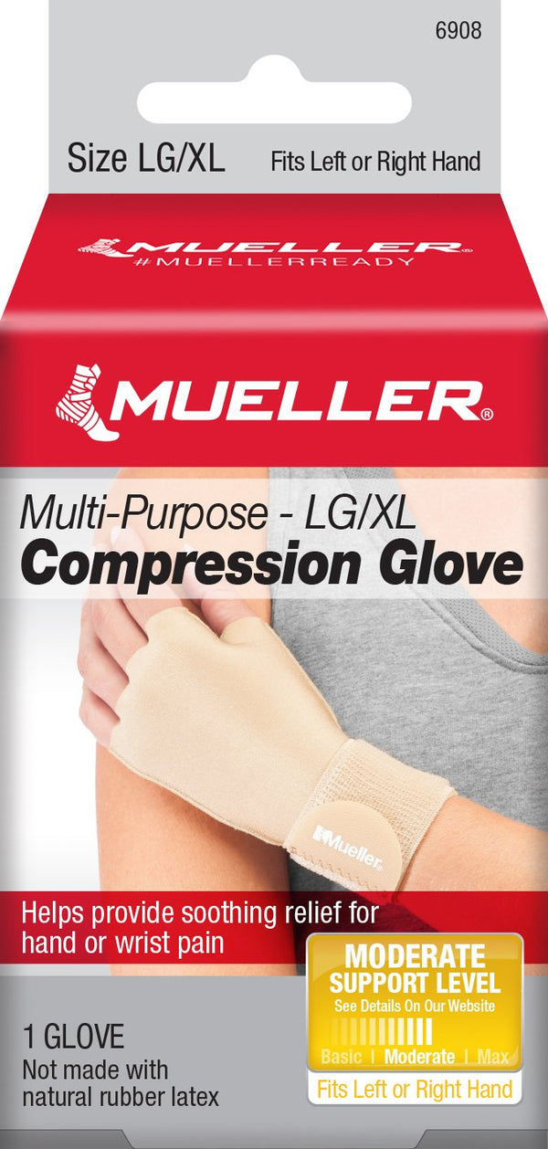 Mueller® Compression & Support Gloves Compression Glove Fingerless Large / X-Large Over-the-Wrist Length Ambidextrous (1141667_EA) 1/EA