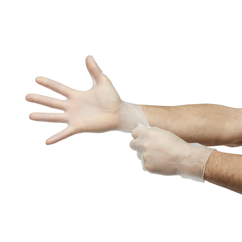 McKesson Confiderm® Exam Glove Medium NonSterile Vinyl Standard Cuff Length Smooth Clear Not Rated (871023_CS) 1000/CS