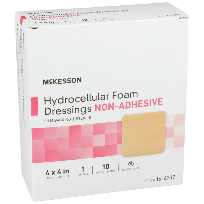 McKesson Foam Dressing 4 X 4 Inch Without Border Film Backing Nonadhesive Square Sterile (1138302_CS) 100/CS