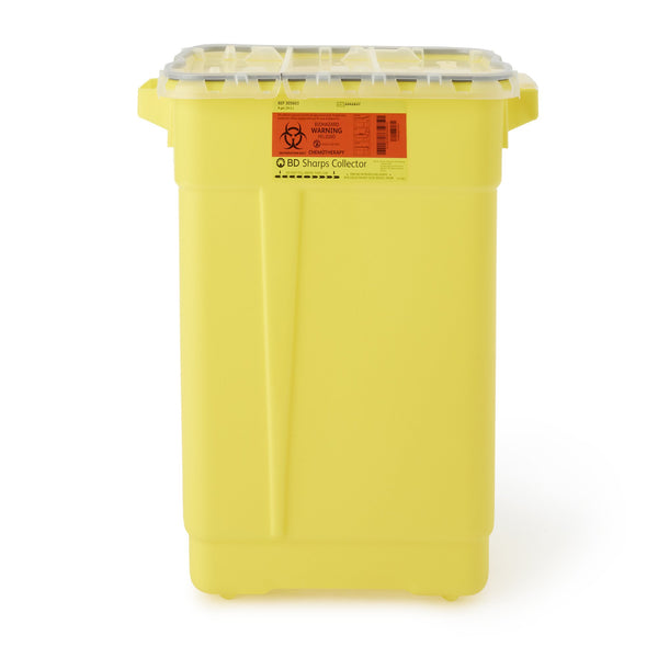 BD™ Chemotherapy Waste Container Yellow Base 18-1/2 X 17-3/4 X 11-3/4 Inch Vertical Entry 9 Gallon (444895_CS) 8/CS