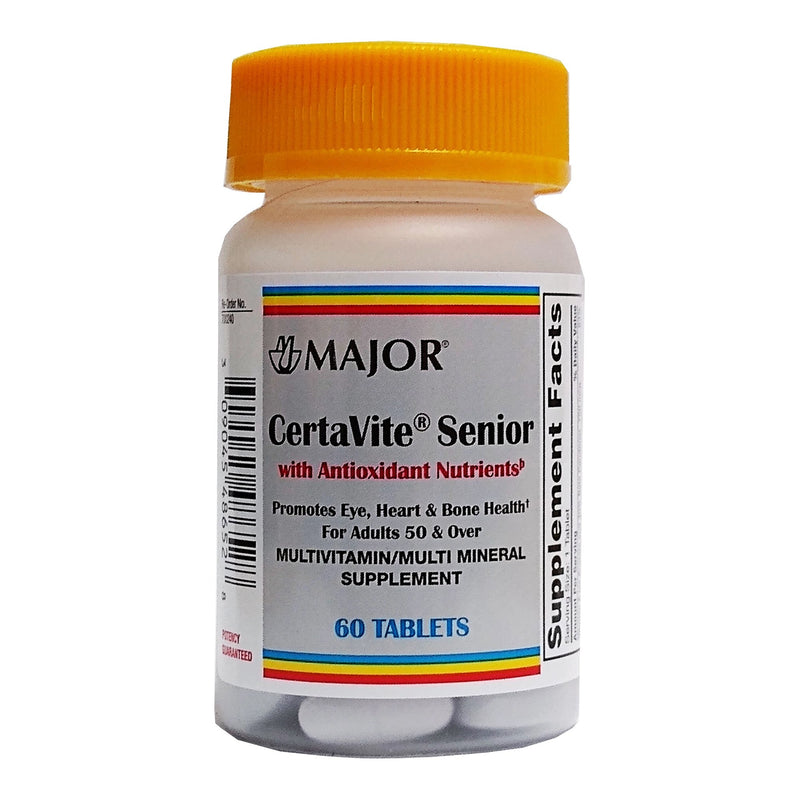 CertaVite® Senior Multivitamin Supplement Vitamin A / Ascorbic Acid / Calcium 2,500 IU - 220 mg - 60 mg Strength Tablet 60 per bottle (635479_BT) 1/BT