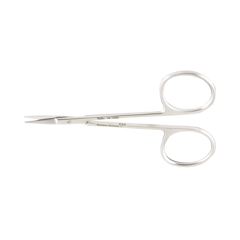 Miltex® Iris Scissors 4 Inch Length OR / Surgical Grade German Stainless Steel NonSterile Finger Ring Handle Curved Sharp Tip / Sharp Tip (169392_EA) 1/EA