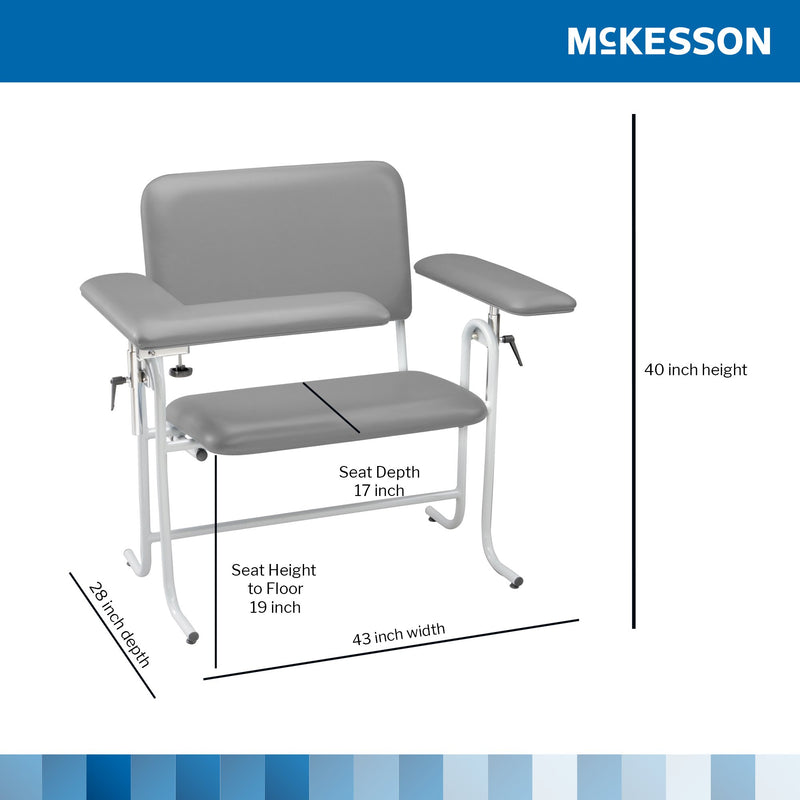 McKesson Blood Drawing Chair 1 Fixed Armrest, 1 Flip Up Armrest Gray (485313_EA) 1/EA