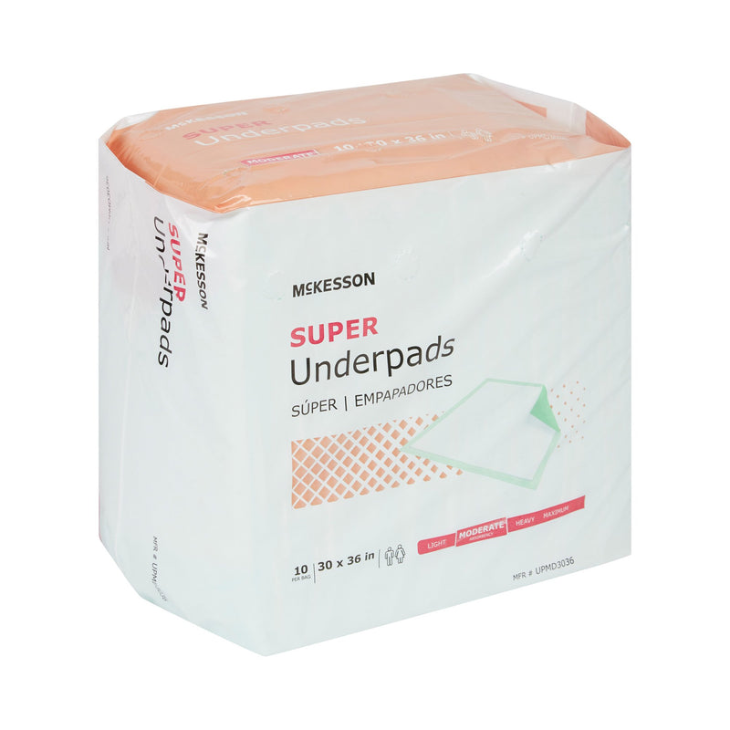 McKesson Super Disposable Underpad 30 X 36 Inch Fluff / Polymer Moderate Absorbency (724050_CS) 100/CS