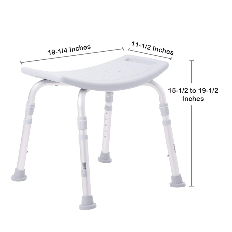 McKesson Bath Bench Without Arms Aluminum Frame Without Backrest 19-1/4 Inch Seat Width 300 lbs. Weight Capacity (1073632_CS) 4/CS