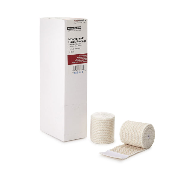 McKesson Elastic Bandage 2 Inch X 4-1/2 Yard Double Hook and Loop Closure Tan NonSterile Standard Compression (1067832_BX) 10/BX